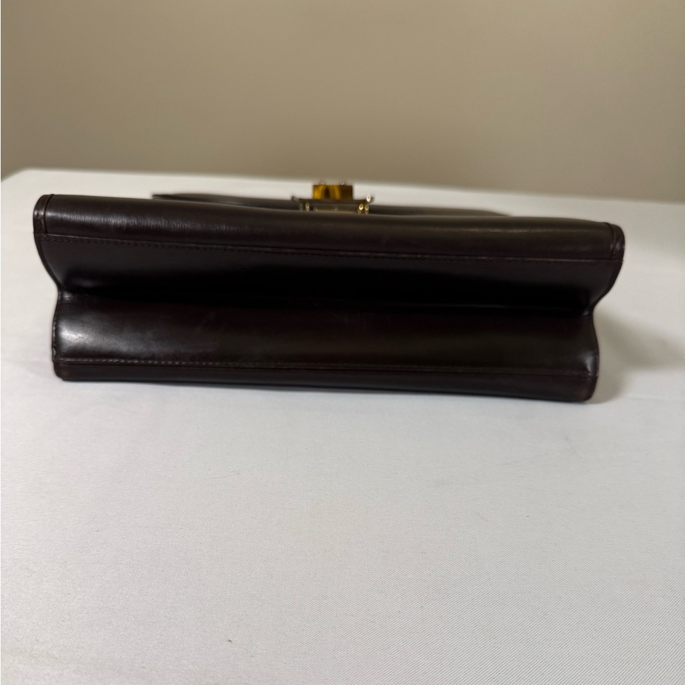 Vintage Gucci Museum Era Brown Leather Top Handle Bag 1960s Gold Hardware - Picture 8 of 14